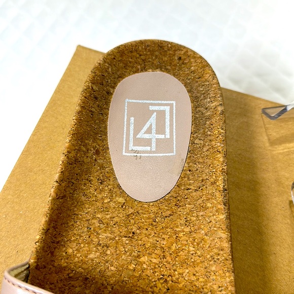 LL AFFECT Slides Neutral Tan &White Faux Leather. Faux Cork Footbed. Size 10. - Picture 2 of 6